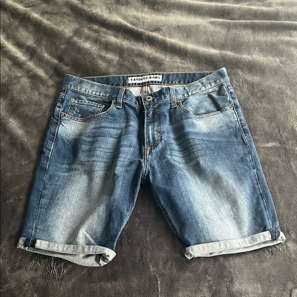Express Men's Blue Denim Jean Shorts